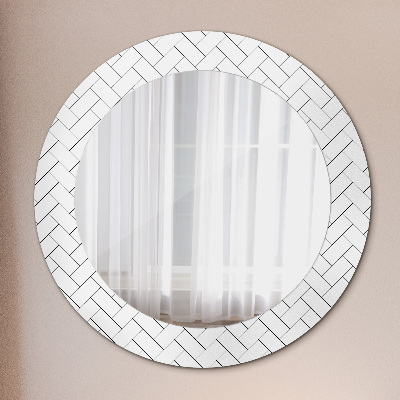 Round decorative wall mirror Herringbone