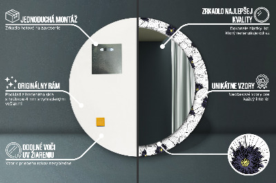 Round mirror printed frame Linear flowers composition