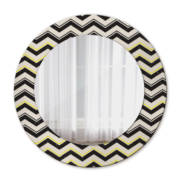 Round decorative wall mirror Zig-zag pattern