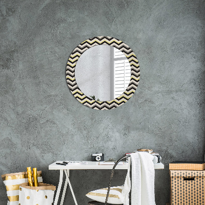 Round decorative wall mirror Zig-zag pattern