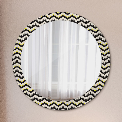 Round decorative wall mirror Zig-zag pattern