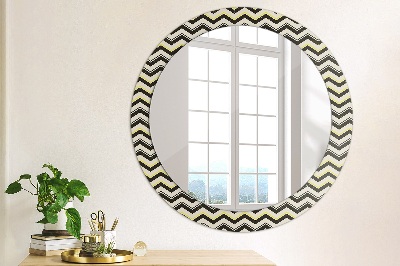 Round decorative wall mirror Zig-zag pattern