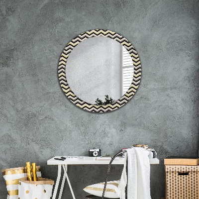 Round decorative wall mirror Zig-zag pattern