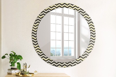 Round decorative wall mirror Zig-zag pattern