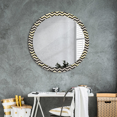 Round decorative wall mirror Zig-zag pattern