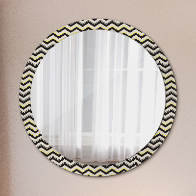 Round decorative wall mirror Zig-zag pattern