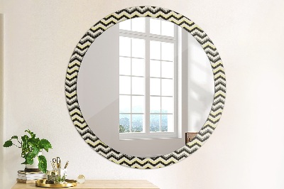 Round decorative wall mirror Zig-zag pattern