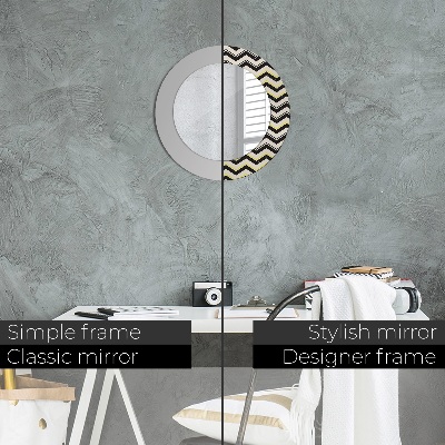 Round decorative wall mirror Zig-zag pattern