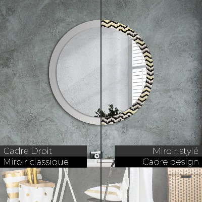 Round decorative wall mirror Zig-zag pattern