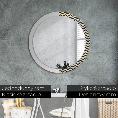 Round decorative wall mirror Zig-zag pattern