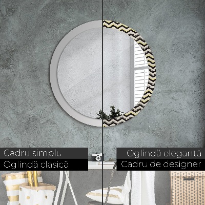 Round decorative wall mirror Zig-zag pattern