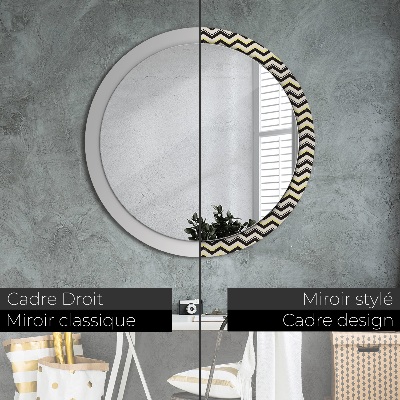 Round decorative wall mirror Zig-zag pattern