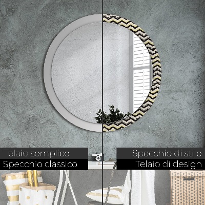 Round decorative wall mirror Zig-zag pattern