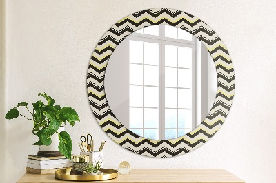 Round decorative wall mirror Zig-zag pattern