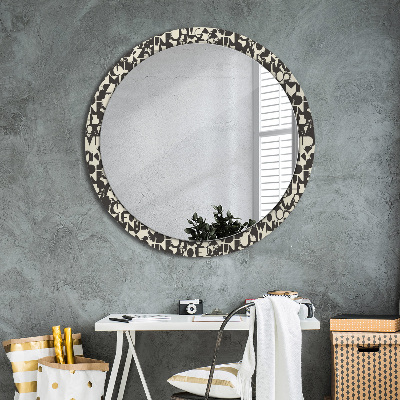 Round decorative wall mirror Abstract typography