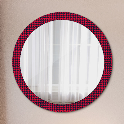 Round mirror decor Red plaid