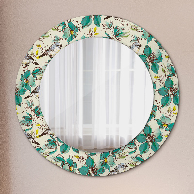 Round mirror decor Flowers and birds