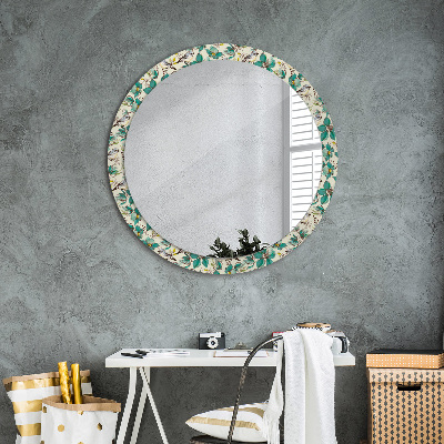 Round mirror decor Flowers and birds