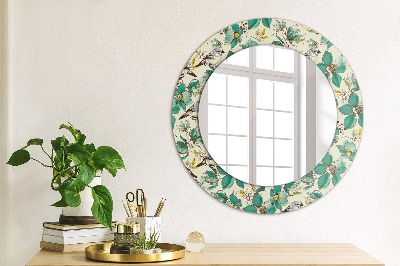 Round mirror decor Flowers and birds