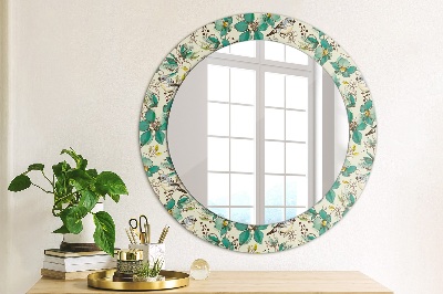 Round mirror decor Flowers and birds