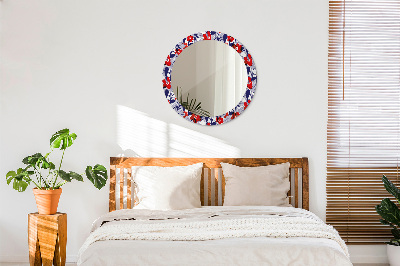 Round mirror decor Philodendron and red flowers