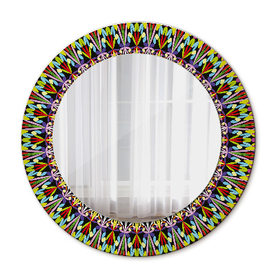 Round decorative wall mirror Psychodelic mandala pattern