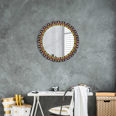 Round decorative wall mirror Psychodelic mandala pattern