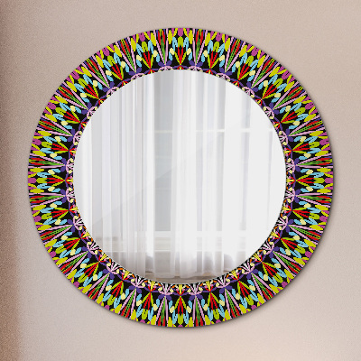 Round decorative wall mirror Psychodelic mandala pattern