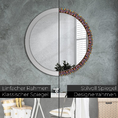 Round decorative wall mirror Psychodelic mandala pattern