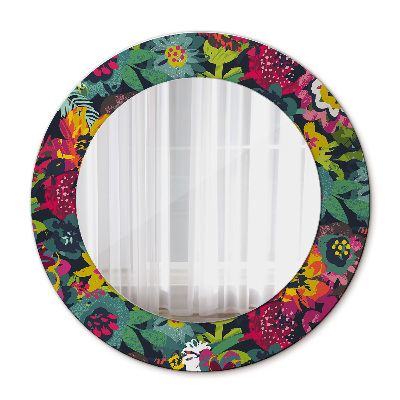 Round mirror printed frame Hand painted flowers