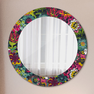 Round mirror printed frame Hand painted flowers