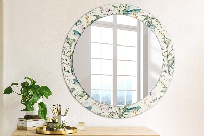 Round mirror printed frame Watercolor flowers