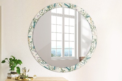 Round mirror printed frame Watercolor flowers