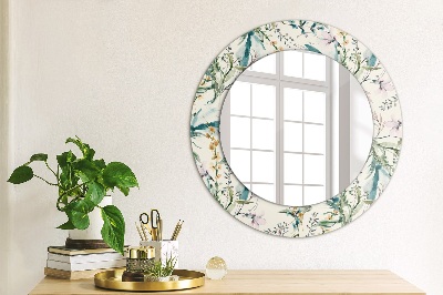 Round mirror printed frame Watercolor flowers