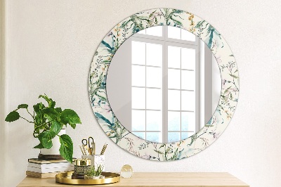 Round mirror printed frame Watercolor flowers