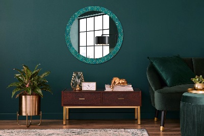 Round mirror printed frame Green and gold composition