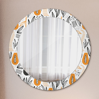 Round mirror printed frame Papaya pattern