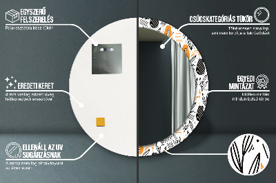Round mirror printed frame Papaya pattern