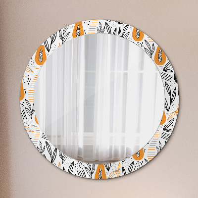 Round mirror printed frame Papaya pattern