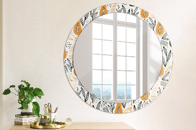 Round mirror printed frame Papaya pattern