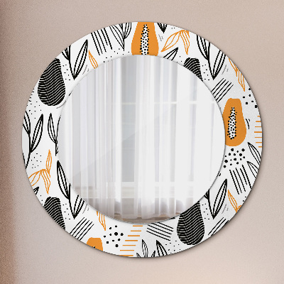 Round mirror printed frame Papaya pattern