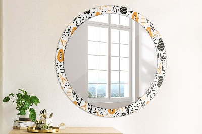 Round mirror printed frame Papaya pattern
