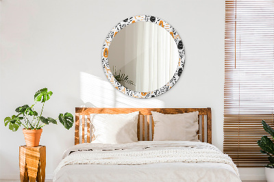 Round mirror printed frame Papaya pattern