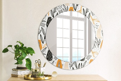 Round mirror printed frame Papaya pattern