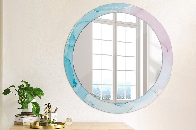 Round decorative wall mirror Modern marble texture