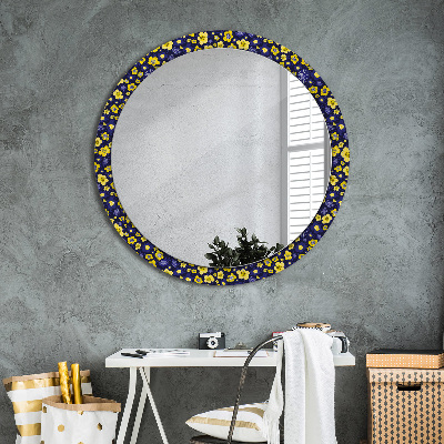 Round decorative wall mirror Cute small flowers