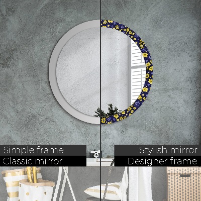 Round decorative wall mirror Cute small flowers