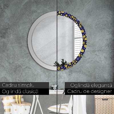 Round decorative wall mirror Cute small flowers