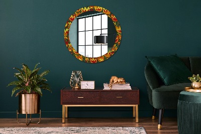 Round mirror printed frame Retro tulips