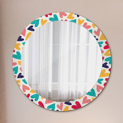 Round mirror printed frame Colorful hearts